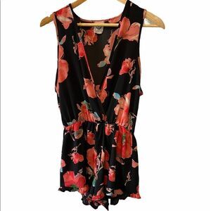 Floral Black and Red Jumpsuit